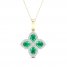 Emerald Flower Necklace 1/6 ct tw Diamonds 10K Yellow Gold 18"