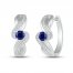 Blue/White Lab-Created Sapphire Hoop Earrings Sterling Silver