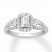 Diamond Engagement Ring 1 ct tw Emerald/Round 14K White Gold