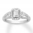 Diamond Engagement Ring 1 ct tw Emerald/Round 14K White Gold