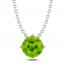 Peridot Solitaire Necklace Sterling Silver 18"
