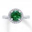 Lab-Created Emerald Ring Lab-Created Sapphires Sterling Silver