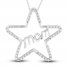 Diamond Mom Star Pendant 1/6 ct tw Round-cut Sterling Silver