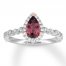 Neil Lane Garnet Engagement Ring 1/4 ct tw Diamonds 14K Gold