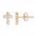 Cross Young Teen Earrings Cubic Zirconia 14K Yellow Gold