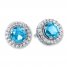 Blue Topaz Earrings Lab-Created White Sapphires Sterling Silver