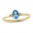 Swiss Blue Topaz & Diamond Ring 1/20 ct tw 10K Yellow Gold