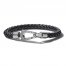Bulova Braided Leather Bracelet Black 8.5"