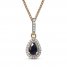 Blue Sapphire & Diamond Necklace 1/20 ct tw 10K Yellow Gold 18"