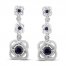 Center of Me Blue Sapphire & Diamond Dangle Earrings 10K White Gold