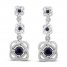 Center of Me Blue Sapphire & Diamond Dangle Earrings 10K White Gold