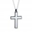 Men's Cross Necklace Stainless Steel 22" Length