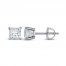 Diamond Solitaire Stud Earrings 1-1/5 ct tw Princess-cut 14K White Gold