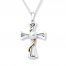 Cross Necklace Cultured Pearl Sterling Silver/10K Gold