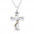 Cross Necklace Cultured Pearl Sterling Silver/10K Gold