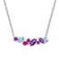 Amethyst/Aquamarine/Lab-Created Sapphire Necklace St. Silver