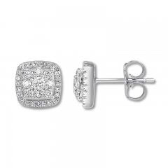 Diamond Stud Earrings 1/2 ct tw Round-cut 14K White Gold