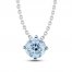 Aquamarine Solitaire Necklace Round-cut Sterling Silver 18"