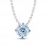 Aquamarine Solitaire Necklace Round-cut Sterling Silver 18"