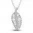 Diamond Leaf Necklace 1/3 ct tw Baguette & Round-cut 10K White Gold 18"