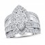 Diamond Engagement Ring 3 ct tw Round/Baguette 14K White Gold