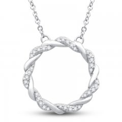 Circle of Gratitude Diamond Necklace 1/8 ct tw Round-cut 10K White Gold 19"