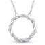 Circle of Gratitude Diamond Necklace 1/8 ct tw Round-cut 10K White Gold 19"