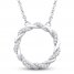 Circle of Gratitude Diamond Necklace 1/8 ct tw Round-cut 10K White Gold 19"