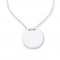 Round Disc Necklace 14K White Gold