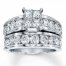Previously Owned Diamond Bridal Set 3 cttw Princess-cut/Round 14K White Gold