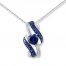 Lab-Created Sapphire Necklace Diamond Accents Sterling Silver