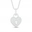 Diamond Heart Lock Necklace 1/5 ct tw Round-cut Sterling Silver 18"