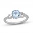 Aquamarine & Diamond Ring 1/15 ct tw Round-Cut Sterling Silver
