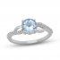 Aquamarine & Diamond Ring 1/15 ct tw Round-Cut Sterling Silver