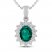 Lab-Created Emerald & White Lab-Created Sapphire Necklace Sterling Silver 18"