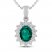 Lab-Created Emerald & White Lab-Created Sapphire Necklace Sterling Silver 18"