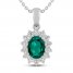 Lab-Created Emerald & White Lab-Created Sapphire Necklace Sterling Silver 18"