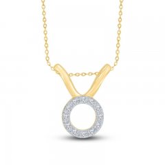 Diamond Taurus Necklace 1/10 ct tw Round-cut 10K Yellow Gold 18"