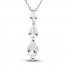 White Lab-Created Sapphire Three-Stone Necklace Sterling Silver 18"