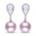Pink Cultured Pearl & White Topaz Dangle Earrings Sterling Silver