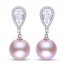 Pink Cultured Pearl & White Topaz Dangle Earrings Sterling Silver