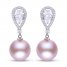 Pink Cultured Pearl & White Topaz Dangle Earrings Sterling Silver