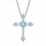 Blue Topaz/Lab-Created Sapphire Cross Necklace Sterling Silver