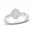 Diamond Halo Promise Ring 1/8 ct tw Round-cut Sterling Silver