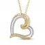 Diamond Heart Necklace 1/4 ct tw Baguette/Round 10K Yellow Gold