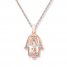 Diamond Hamsa Necklace 1/15 ct tw Round-cut 10K Rose Gold