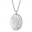 Oval Swirl Locket Necklace Sterling Silver 24" Length