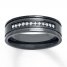 Men's 7mm Wedding Band 1/6 ct tw Diamonds Stainless Steel