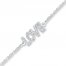 Diamond Love Anklet 1/15 ct tw Round-cut Sterling Silver