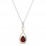 Garnet Necklace 1/20 ct tw Diamonds Sterling Silver/10K Gold